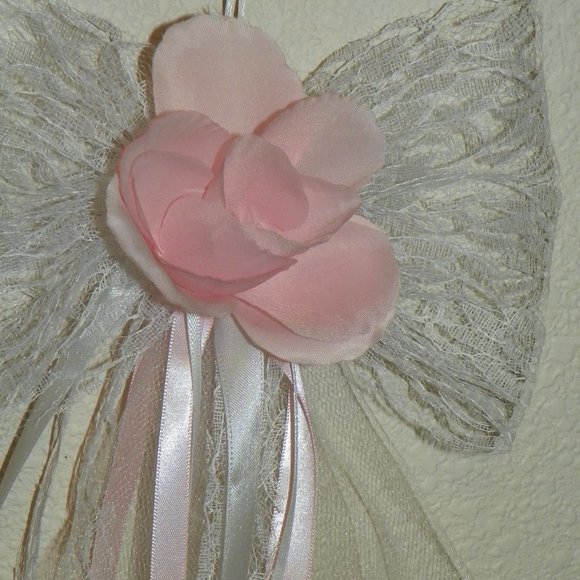 5 White Flower Lace Pink Wedding Pew Party Decor - Picture 11 of 11